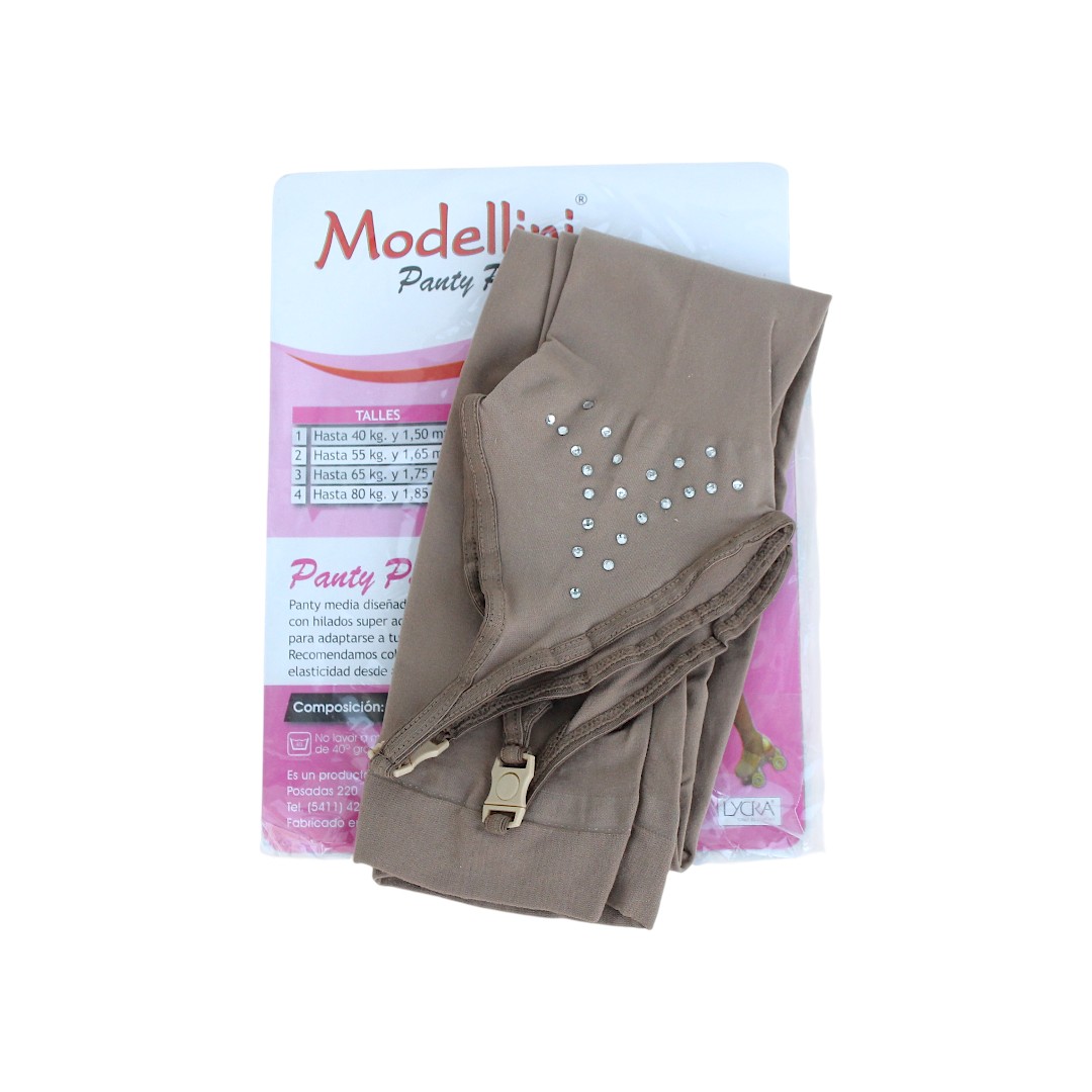 Medias panty con estribo y strass